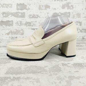 New Jon Josef Belen Off White Leather Platform Penny Loafer M879
